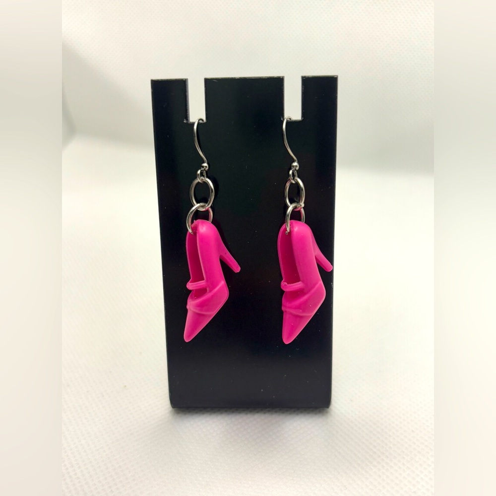 Handmade Barbiecore/Barbie pink high heel earrings